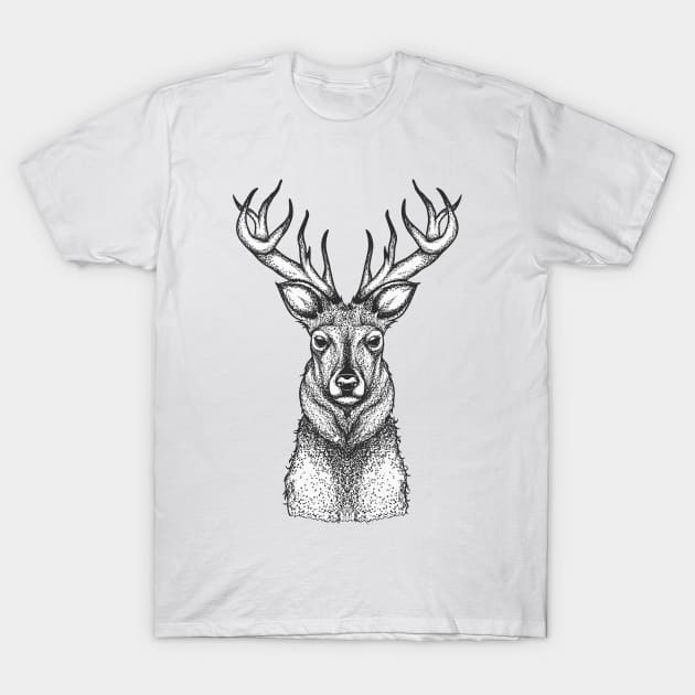 deer black modern abstract T-Shirt by Mako Design 